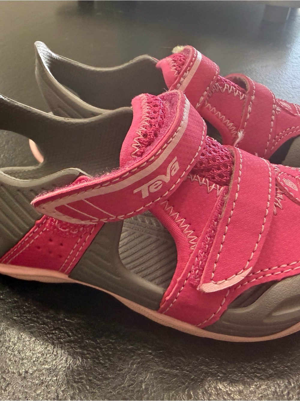 Teva Kids Pink and Gray Adjustable Hook-and-Loop Sandals